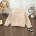 thumbnail image 3 of Bagilaanoe Toddler Baby Girl Knit Cardigan Long Sleeve Sweater V Neck Flower Knitwear Coat 6M 9M 12M 18M 24M 3T Kids Fall Casual Tops Outwear, 3 of 8
