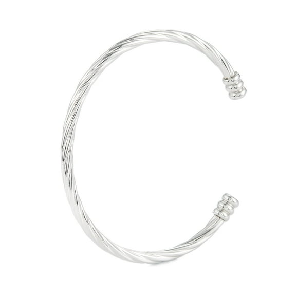 5pc Non-304 Stainless Steel Cuff Bangles Cable Wire Open Bangles Stainless Steel Color Inner Diameter: 2-3/8 inch(5.9cm)