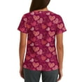thumbnail image 3 of Womens Valentine Day Scrubs Short Sleeve Cute Love Heart Print Plus Size Scrub Tops V Neck Nursing Quick Dry Scrubs with Pockets Wine XL, 3 of 5