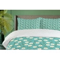 thumbnail image 3 of Ambesonne Floral Duvet Cover Sets, Blooming Asters and Leaves, 2-Queen, Seafoam Marigold White, 3 of 5