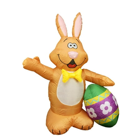 4 Inflatable Lighted Bunny With Easter Egg Outdoor Decoration