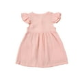 thumbnail image 6 of Toddler Girls Fly Sleeve Dress Solid Color Round Collar Single-breasted Dresses, 6 of 9
