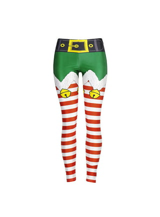Christmas Elf Stripe Holiday Leggings - Lily Mist