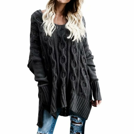 - Women's Plus Size Winter Warm Knitted Sweater Round Neck Tops