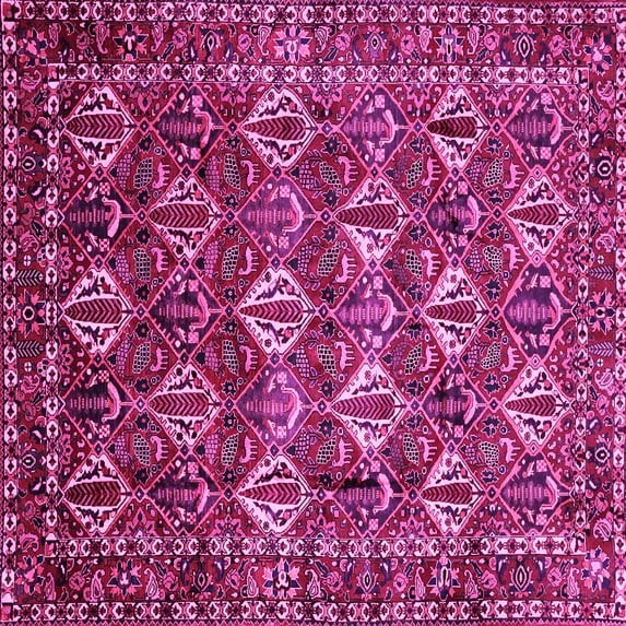 Ahgly Company Indoor Square Persian Pink Traditional Area Rugs, 8' Square