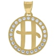 thumbnail image 2 of Auriga 10k Yellow Gold Cubic Zirconia Initial Letter H Circle Charm Pendant, 2 of 4