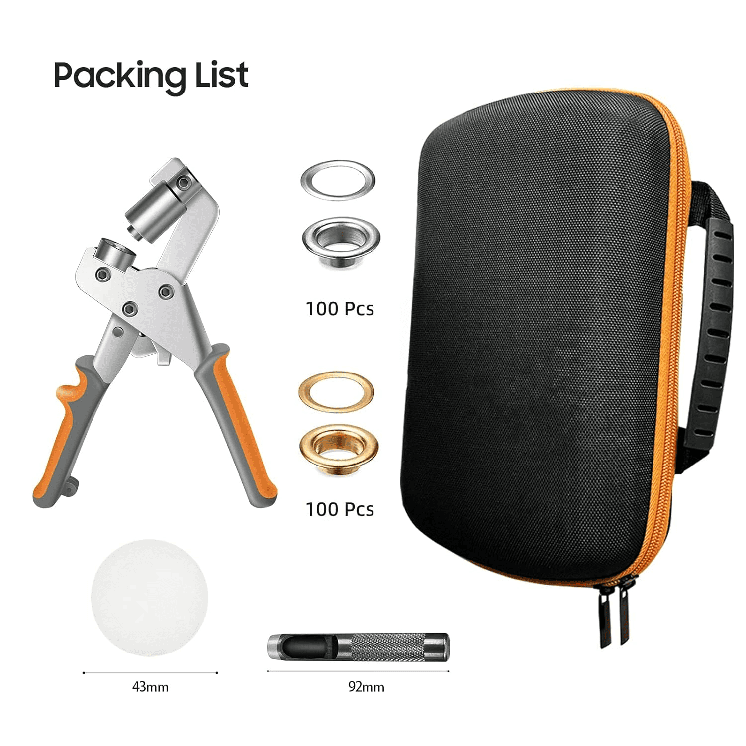 Heavy Duty Grommet Kit with Bag and 200 pcs 10.5mm Grommets, Complete Eyelet & Grommet Tool Kit for DIY Tarp Ring Repair and Installation