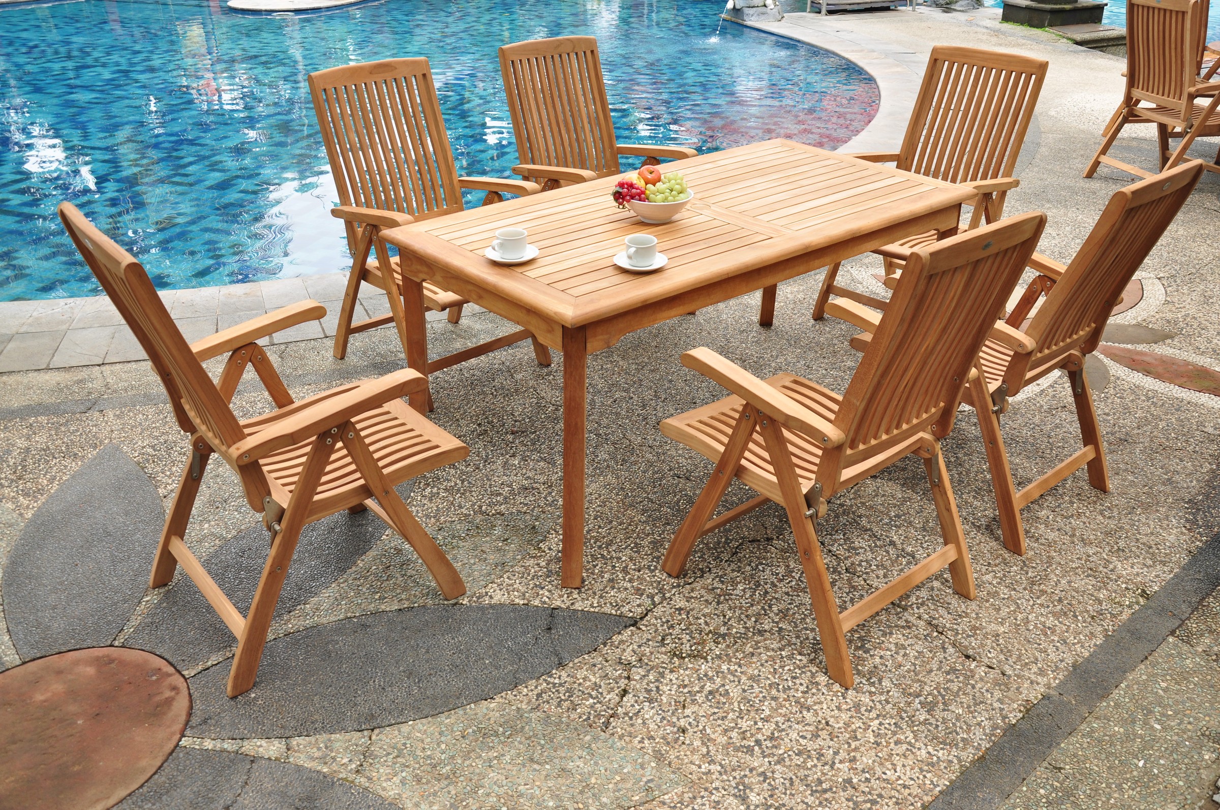 Teak Dining Set:8 Seater 9 Pc - 71" Rectangle Table And 8 Marley Reclining Arm Chairs Outdoor Patio Grade-A Teak Wood WholesaleTeak #WMDSMRa - image 4 of 4