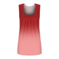 thumbnail image 4 of Wlylongift Women Square Neck Summer Sleeveless Gradient Color Tank Tops Fashion Eyelet Tunic Curved Hem Shirts Blouses, 4 of 5