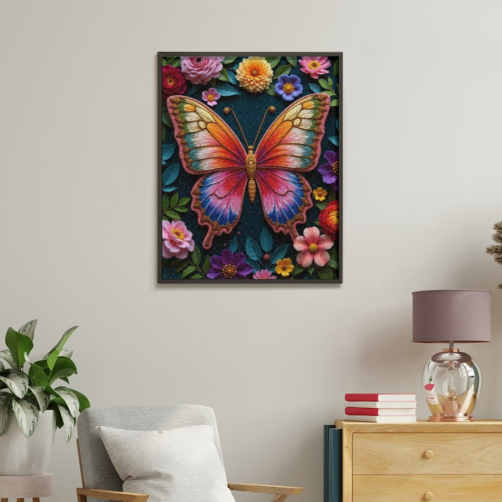 Paint By Numbers Kit for Adults Beginner - Colorful Butterfly Floral Nature Art DIY Canvas Painting Kits for Adults, Frameless Paint By Number for Adults for Home Wall Decor 16x20 Inch