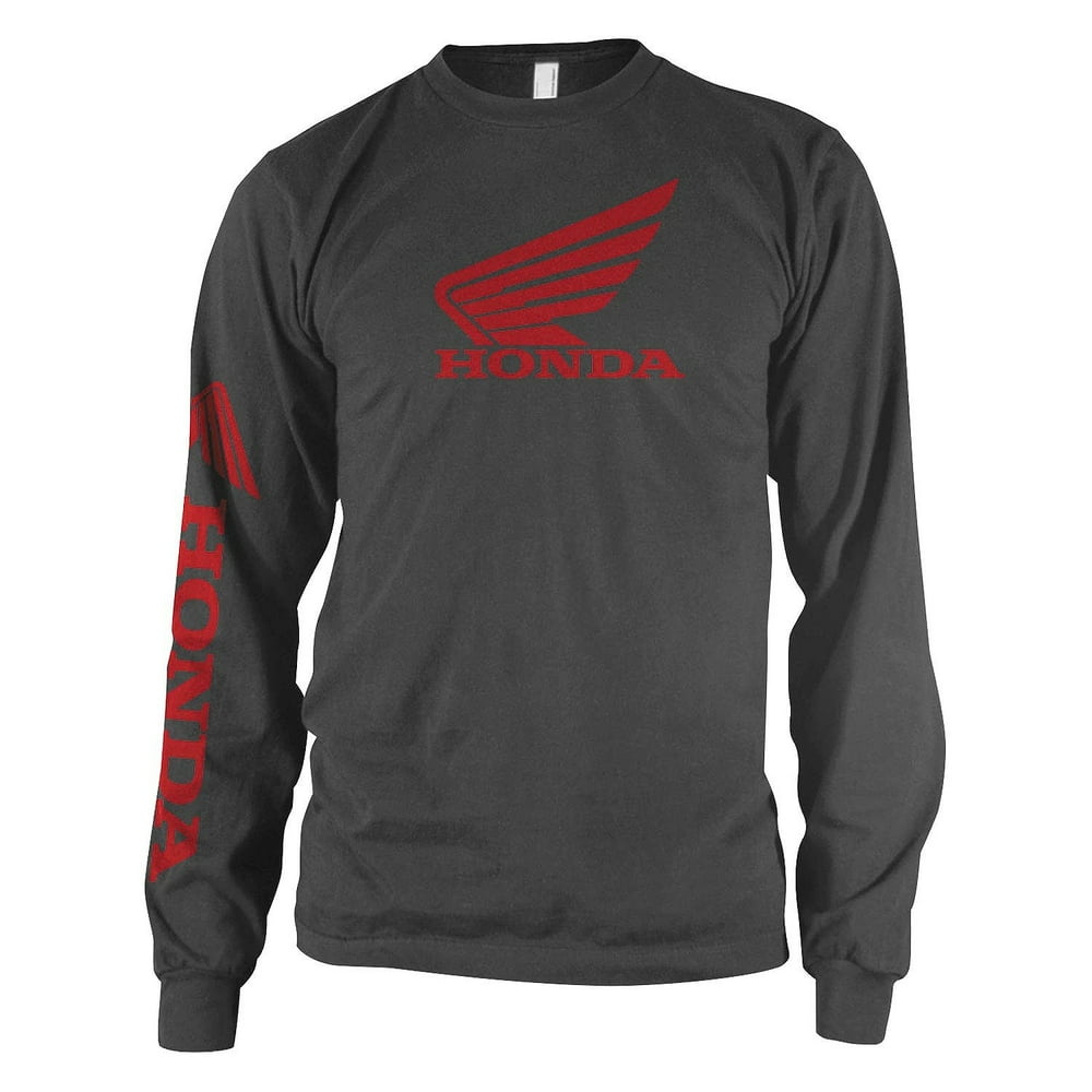 Honda Licensed Honda Wing Mens Long Sleeve TShirt Dark Gray Heather