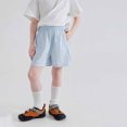 thumbnail image 2 of TGPMGRZ Toddler Boys Shorts Summer Casual Elastic Waist Cotton Kids Sport Solid Fasion Clothes Shorts Z08 Blue 3-4 Years, 2 of 6