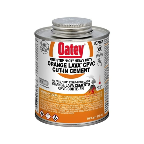 Oatey 32167 Solvent Cement, 16 oz Can, Liquid, Orange