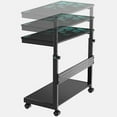 thumbnail image 4 of Designa Height Adjustable Computer Tower Stand, 2-Tier CPU Holder Cart Under Desk, Mobile PC Standing Table Home Office Gaming Accessories w/Rolling Wheels & Mouse Pad, Black, 4 of 8