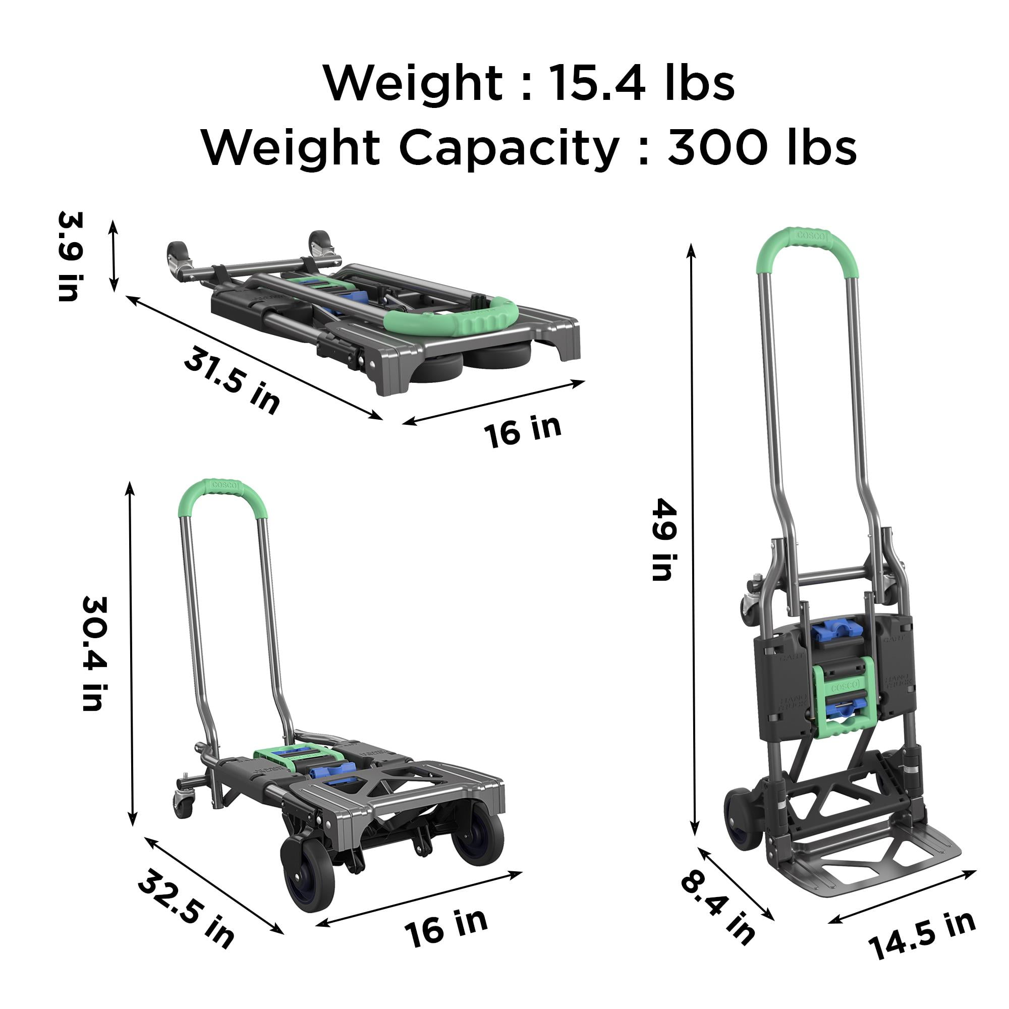 Cosco Shifter Multi-Position Folding Hand Truck and Cart, Green