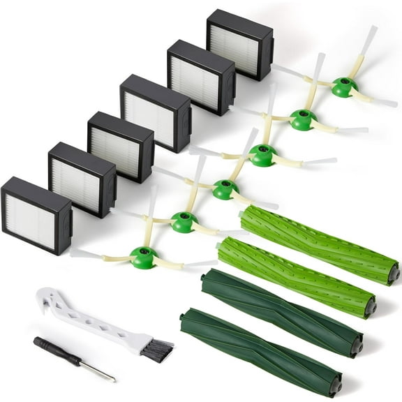 Replacement Parts & Accessories for iRobot E, I & J Series, Combo i5, j5 Series Robot Vacuum, Dual Multi-Surface Rubber Brushes & 3 HEPA Filter & 3 Edge-Sweeping Brushes