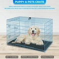 thumbnail image 5 of FDW 30 inch Foldable Metal Dog Crate for Medium & Small Dogs, Double Door, Divider, Removable Tray(Blue), 5 of 8