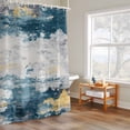 thumbnail image 4 of Navy Gold Gray Shower Curtain, Abstract Art Mottled Old Gradient Color Waterproof Shower Curtain Set with 12 Hooks Lightweight Bath Curtains Fabric Bathroom Decor 36x72 Inches, 4 of 9