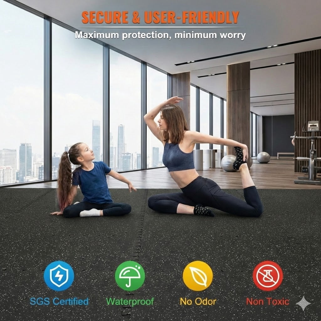 EVA Foam Floor Mats 24x24, 0.56” Thick Interlocking Rubber Tiles - 25 Pcs Workout Floor Mat for Home Gym, Exercise, Playroom - 100 Sq Ft Coverage