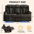 thumbnail image 4 of Loveseat Recliner Sofa, Manual Reclining Couch with Console, AC Outlet & USB-A/USB-C Ports, Wall Hugger RV Sofa for Living Room & Home Theater with Cup Holders LED Light, 4 of 8