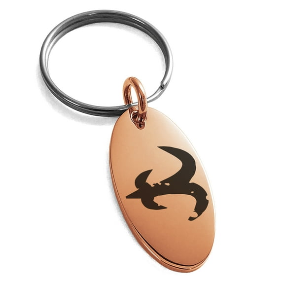 Stainless Steel Ancient Tribal Mercy Rune Engraved Small Oval Charm Keychain Keyring