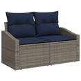 thumbnail image 3 of vidaXL 8 Piece Garden Sofa Set with Cushions Grey Poly Rattan Acacia, 3 of 5
