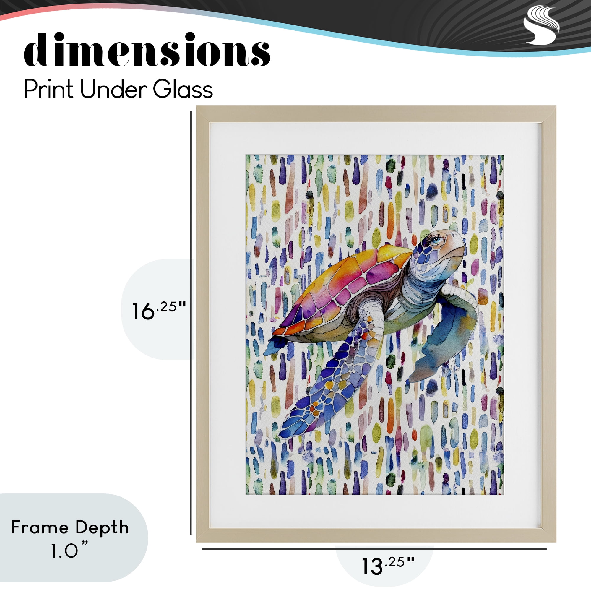 Stupell Industries Turtle on Colorful Dots Birch Framed Print Under Glass, design by Shelly Craig