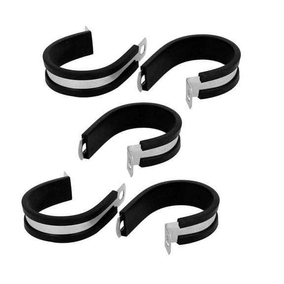 38mm Dia EPDM Rubber Lined P Clips Cable Hose Pipe Clamps Holder 5pcs