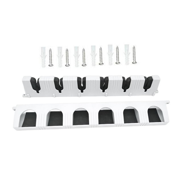 Soporte de pared para cañas de pescar con capacidad para 6 cañas. Evita daños. Fácil de instalar. Profesional. Gris