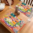 4pcs, Oranges and grapes Pattern placemats, fashion print pattern table ...