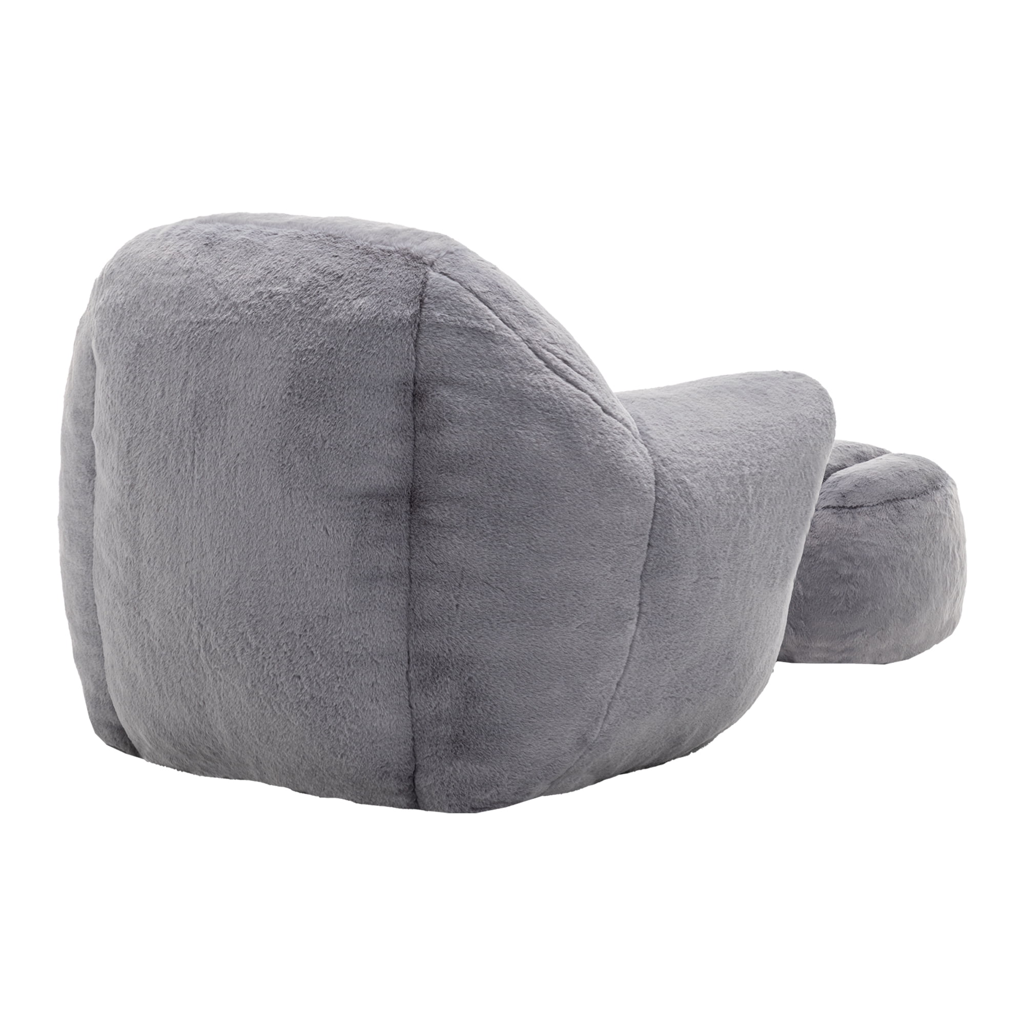 Bean Bag Chair, Comfy Bean Bag Sofa with Back Support, With Footstool,Faux Fur Bean Bag Chair for Adults and Kids, Stuffed Floor Sofa for Living Room, Bedroom,Grey