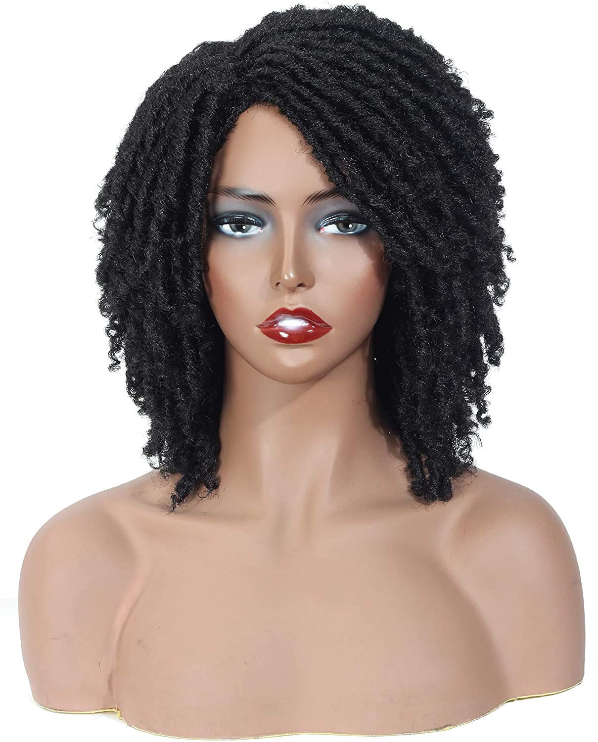 DOPI Synthetic Dreadlocks Wig Twist Wigs for Black Women Short Curly Wigs Natural Crochet Wigs