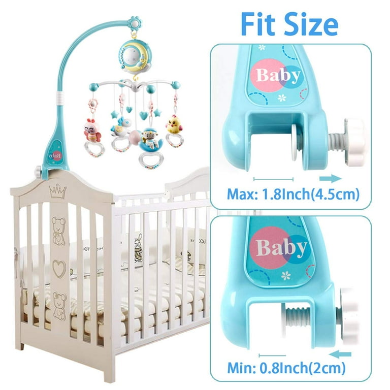 Mini Tudou Baby Musical Mobile Crib with Music and Lights, Timing Function,  Projection, Take-Along Rattle and Music Box for Babies Boy Girl Toddler