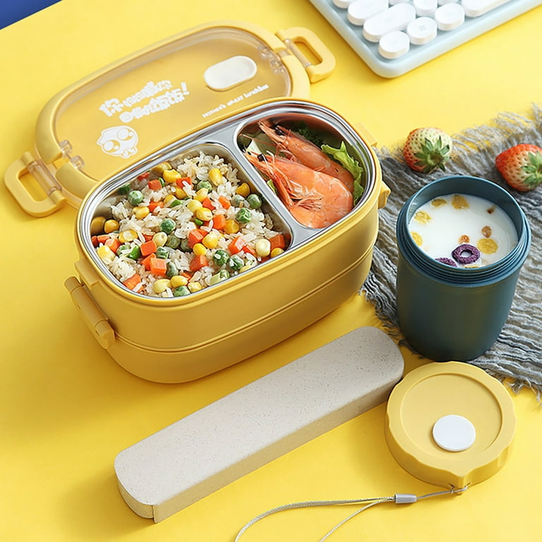 Stainless Steel Lunch Box for Adults Kids School Office 1/2 Layers  Microwavable