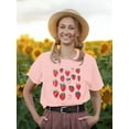 thumbnail image 4 of VILOVE Womens Strawberries Graphic Tees Crew Neck Short Sleeve Fruit Strawberries Shirts, 4 of 7