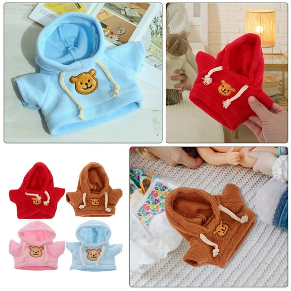 HOOWIFFY Plush Bear Clothes 4 Pcs Assorted Colors Soft Fabric Decorative Outfits for Stuffed Animals