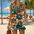 thumbnail image 4 of Hawaiian Short Sets for Women Sleeveless Square Neck Top and Loose Shorts Beach Loose Casual Vacation Outfits, 4 of 5