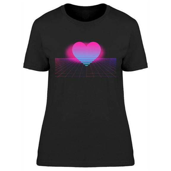 Neon Laser Grid And Heart T-Shirt Women -Image by Shutterstock, Female Medium