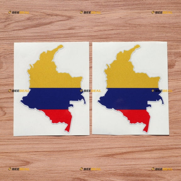 Colombia Map Flag Decal Sticker Vinyl Colombian - 2 Pack Glossy, 3 Inches - for Car Boat Laptop Phone