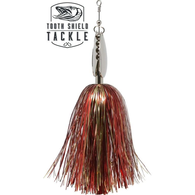 Tooth Shield Tackle Chubby Musky Bucktail Muskie Pike Double 8 Inline  Spinner Musky Lures Baits Tackle (Goldie Locks)