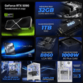 thumbnail image 3 of PC Gamer AI PRO Xtreme PC Gaming ASUS NVIDIA GeForce RTX 5090 Intel Core Ultra 9 285K 32GB DDR5 SSD 1TB Sistema Liquido WIFI White Productividad Profesional impulsada por IA Avanzada, 3 of 6