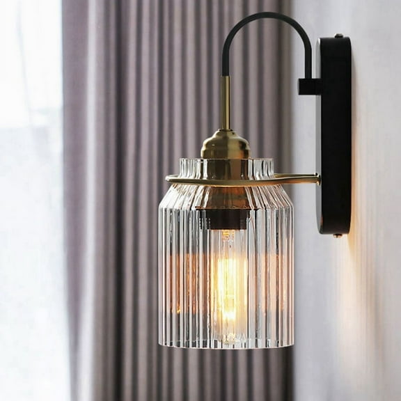 Nordic American Wall Sconce 85-165v Waterproof Clear Waves Glass Shade Decorative Wall Lamp for Bedroom Liv Room Dining