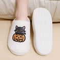 thumbnail image 4 of XIMIN Women Men Halloween Slippers Pumpkin & Cat Slippers Slip-on Shoes Cute Animal Cartoon Soft Plush Fuzzy Warm Home Slipper Comfy Memory Foam Plush Shoes, 4 of 8