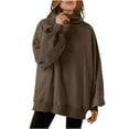 thumbnail image 1 of Timegard Oversized Sweatshirt for Women High Neck Comfy Pullover Solid Color Loose Comfy Tops Winter, 1 of 6