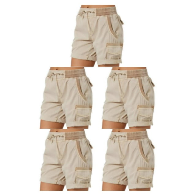 Guardurnaity Pantalones cargo Pantalones cortos de bolsillo Cintura suelta Pantalones de verano Ropa de calle Damas Type8 NO8