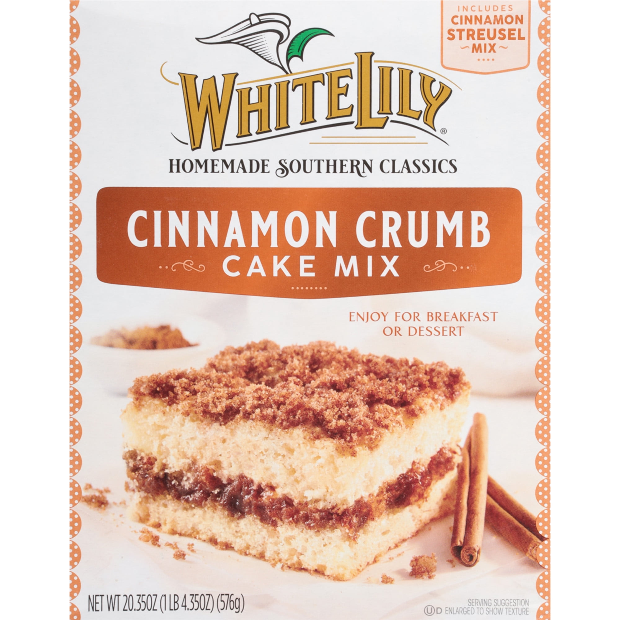 (6 pack) White Lily Cinnamon Crumb Cake Mix, 20.35 OZ Box
