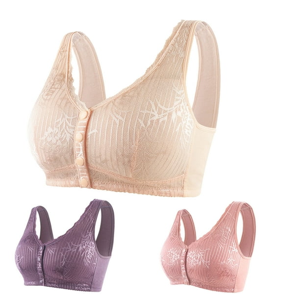 Daisy Bra for Seniors, Charm Front Snap Closure Bras, Front Snaps