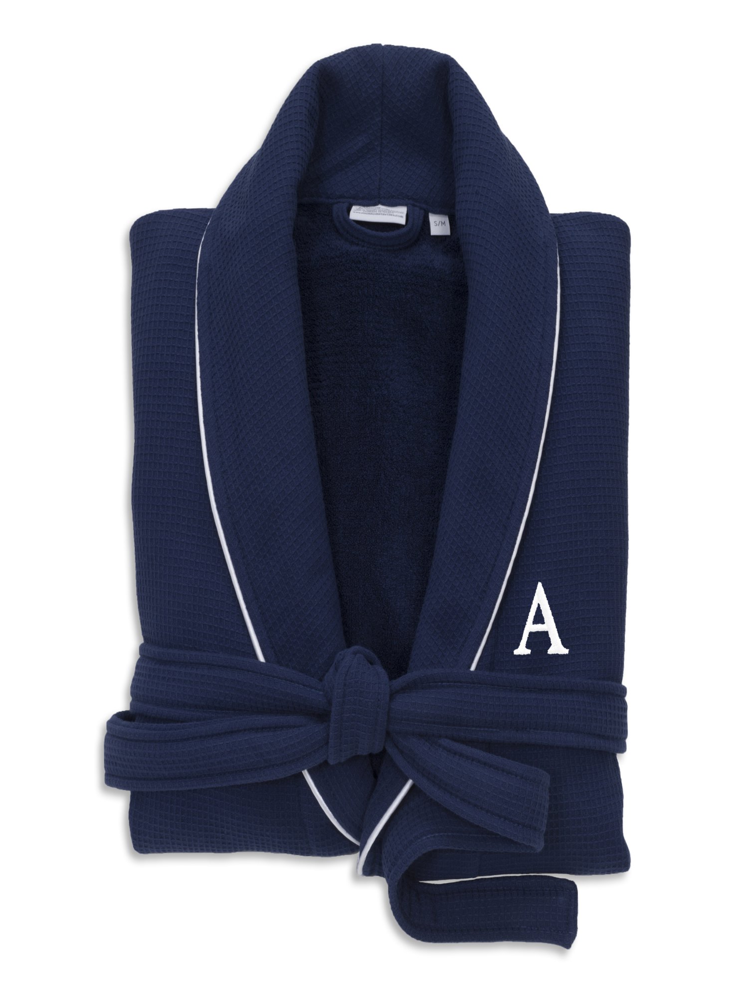 Ralph Lauren Home Cotton Piped Bathrobe - Navy - L