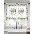 thumbnail image 2 of Easter Colored Egg Sheer Curtains 2 Panels Set Green Leaf Blue Egg Plants Spring Sheer Window Curtains Light Filtering Rod Pocket Voile Drapes for Bedroom Living Room 52"x45", 2 of 8