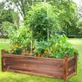 thumbnail image 4 of 35.4x11.8x13.3" Carbonized Pine Wood Raised Garden Bed Planting Box  Outdoor Backyard Vegetable Planter, 4 of 13